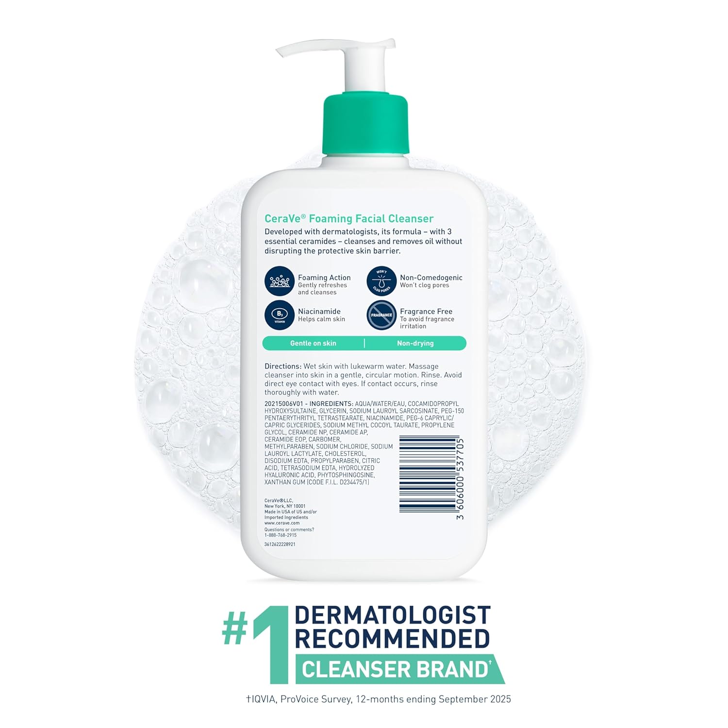 CeraVe Foaming Facial Cleanser – One-Bottle Multi-Use Cleanser for Intentional Capsule Skincare