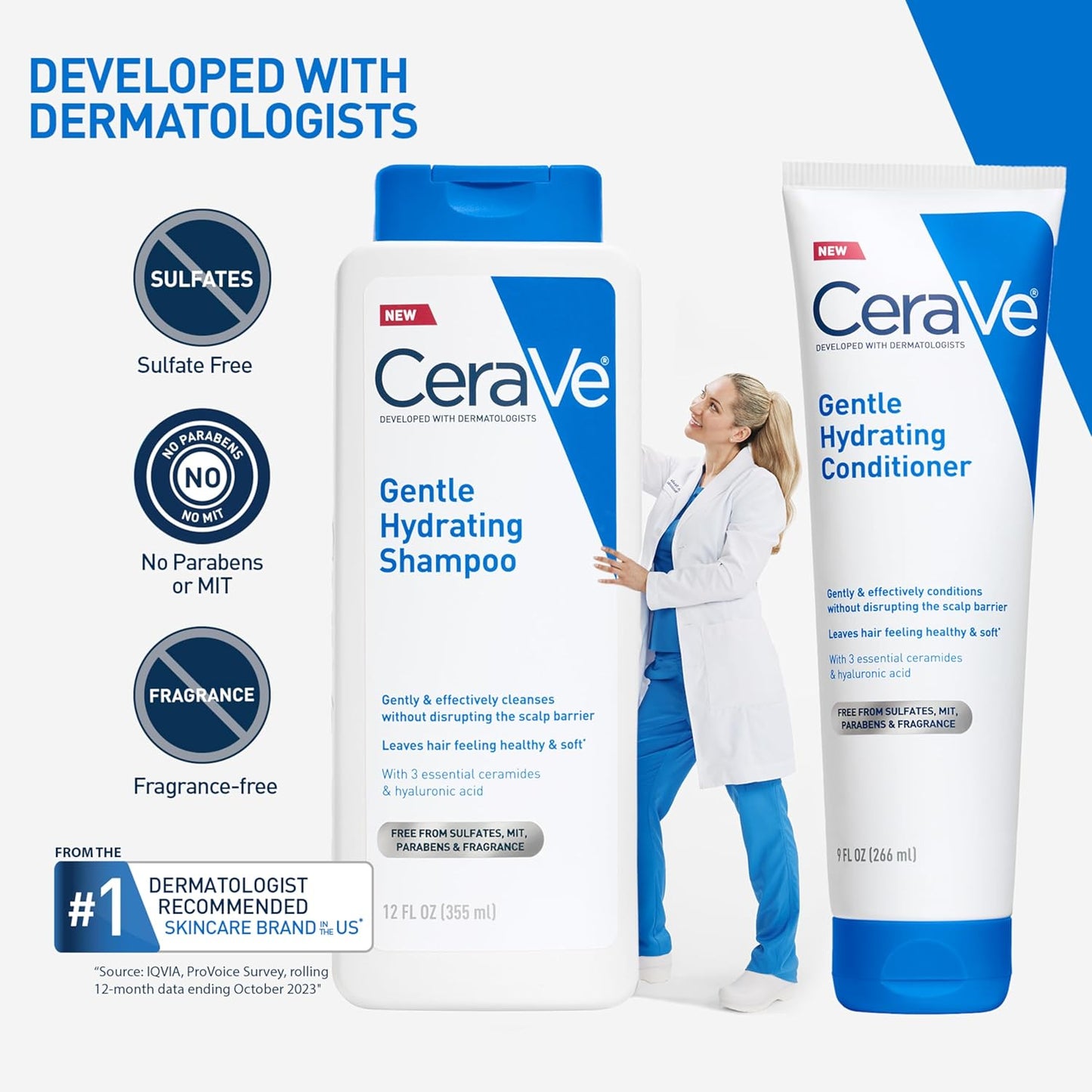 CeraVe Gentle Shampoo + Conditioner Bundle – Housewarming Gift for Sensitive Scalp Sufferers, Clean Beauty