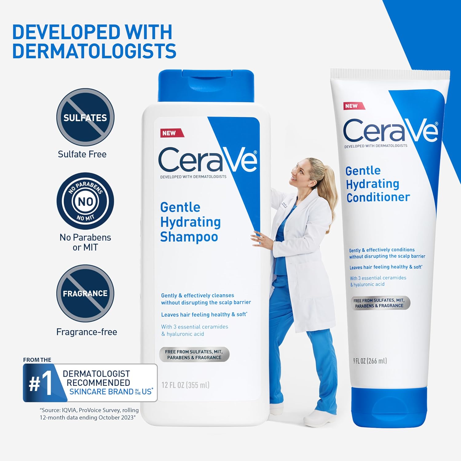 CeraVe Gentle Shampoo + Conditioner Bundle – Housewarming Gift for Sensitive Scalp Sufferers, Clean Beauty
