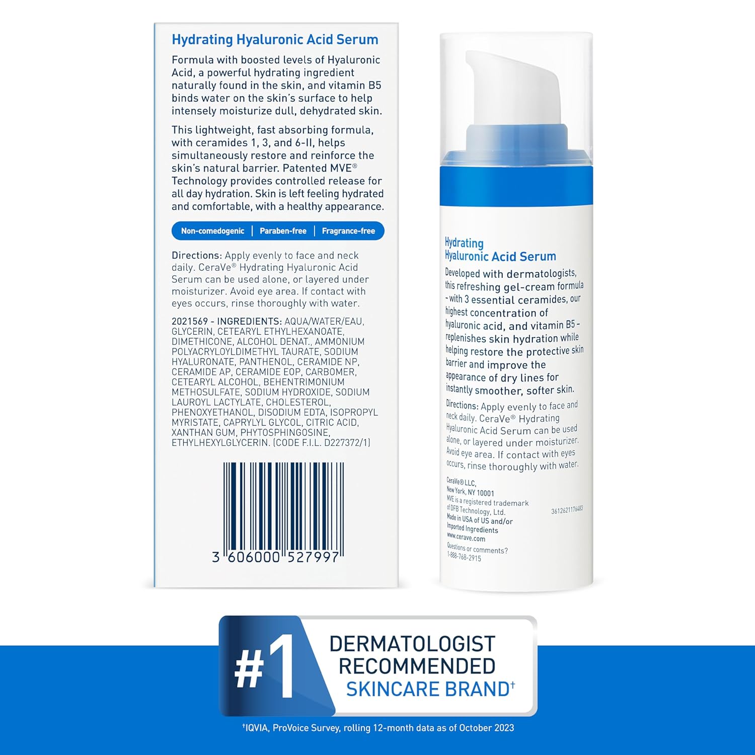 CeraVe Hyaluronic Acid Serum – Lightweight Calming Layer for Nightly Hydration Ritual, 1 oz Fragrance Free