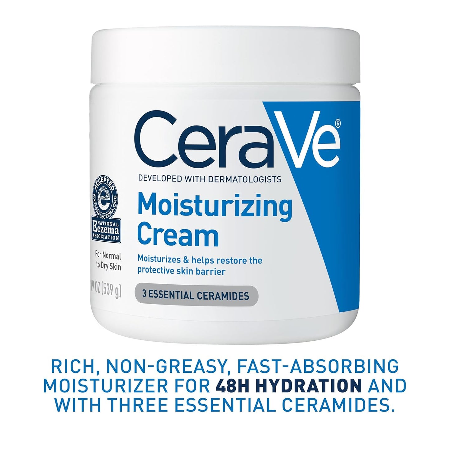CeraVe Moisturizing Cream – Fragrance Free Sensitive Skin Cream Safe for Babies and Children, Family Size Tub