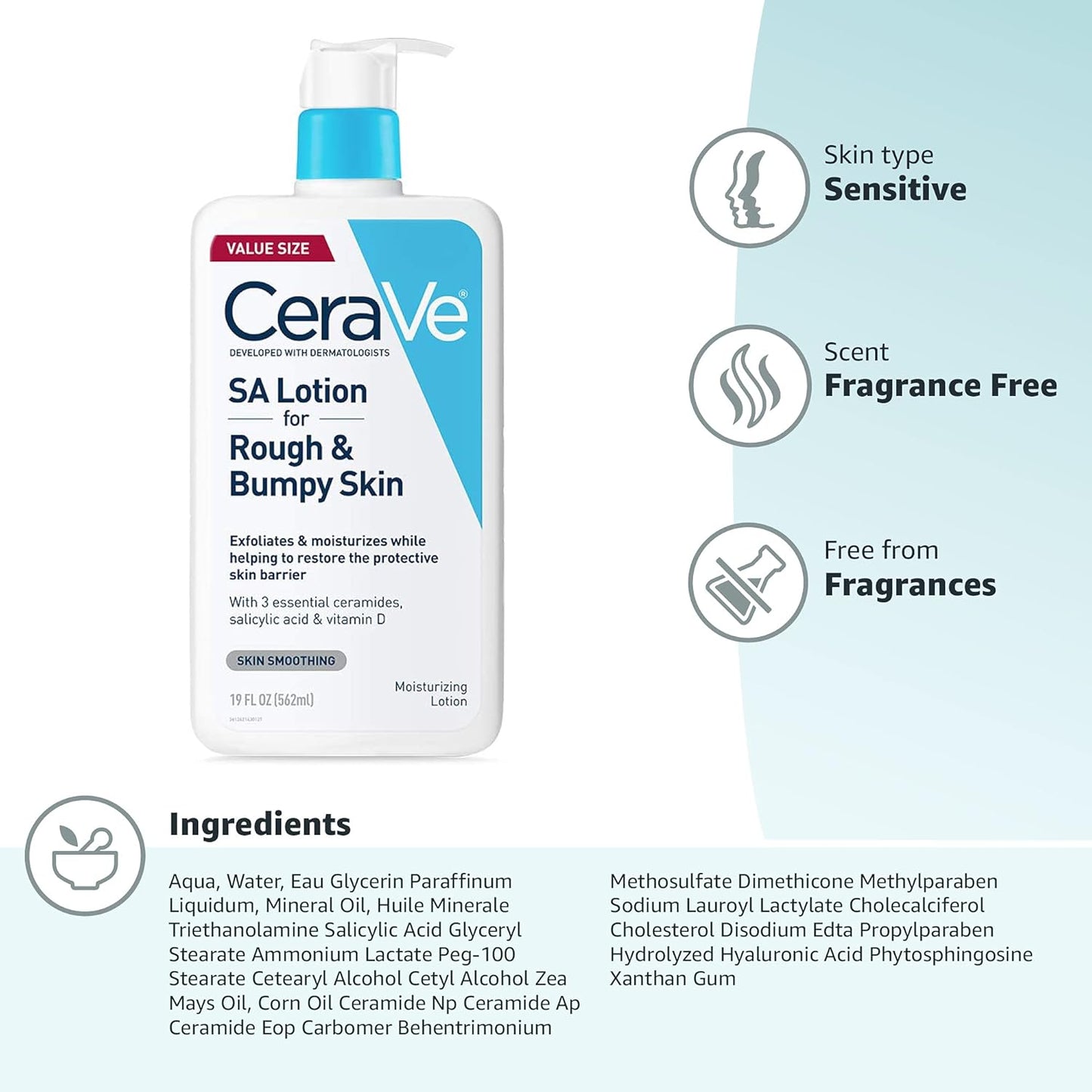 CeraVe SA Lotion – Dermatologist-Recommended Gift for Mom's Dry, Bumpy Skin