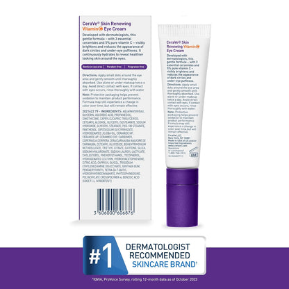 CeraVe Skin Renewing Vitamin C Eye Cream – Simple One-Step Eye Brightener for Minimalist Bathroom Counters