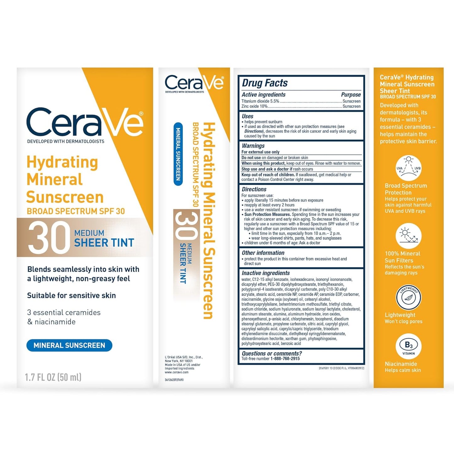 CeraVe Tinted Mineral Sunscreen SPF 30 – Gentle Daily Face Protection for All Ages