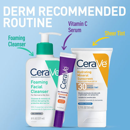 CeraVe Tinted Mineral Sunscreen SPF 30 – Gentle Daily Face Protection for All Ages
