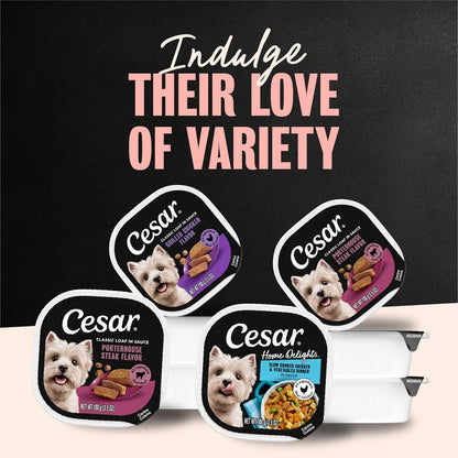 Cesar Classic Loaf in Sauce – Ready-to-Give Gourmet Variety Pack for Holiday and Valentine's Gifting, Small Breed, 36 Trays