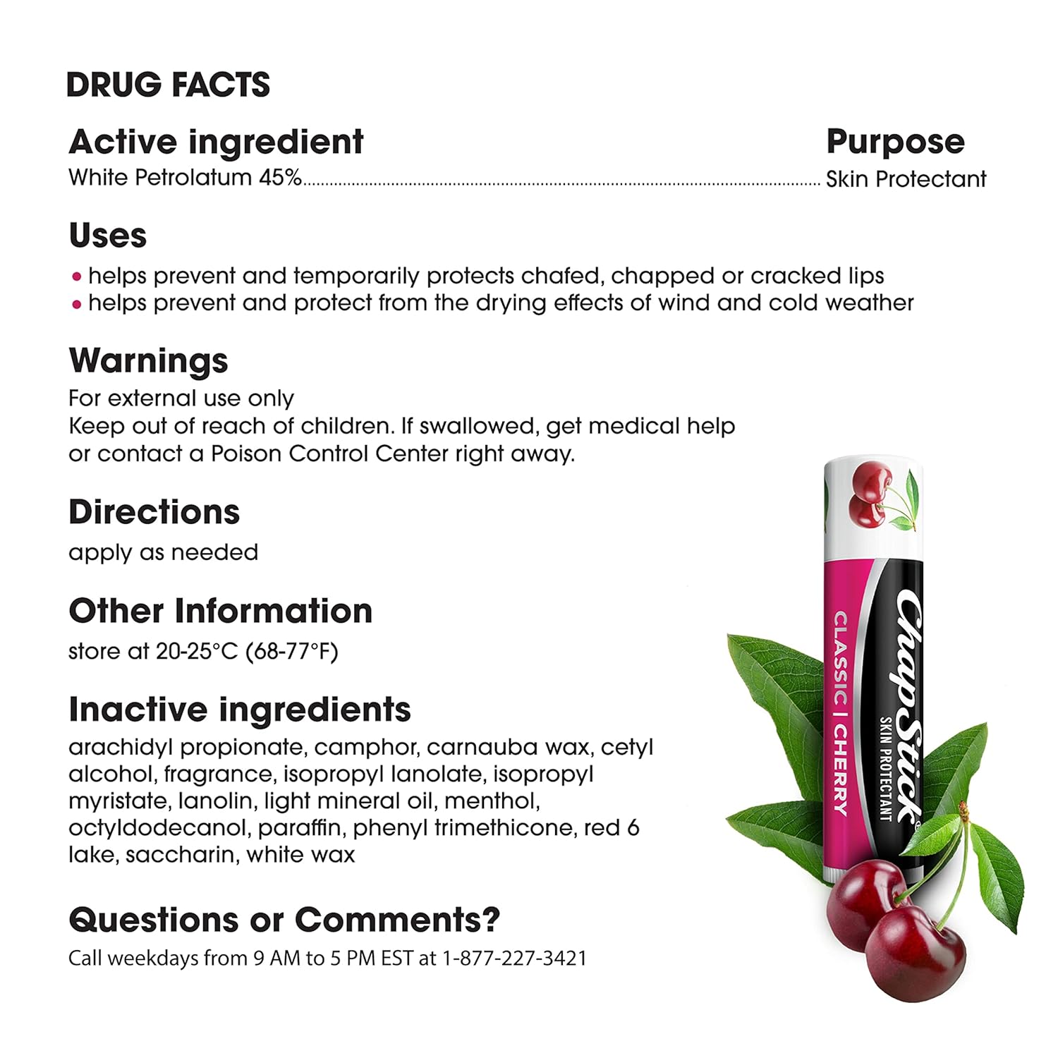ChapStick Classic Cherry Lip Balm Tube Trio – Sun and Wind Protection for Picnics, Beach Trips, and Trail Walks