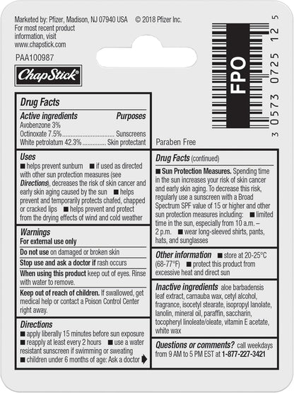 ChapStick Moisturizer Original Lip Balm – Self-Care Ritual Add-On for Chapped, Cracked Lip Recovery with Aloe and Vitamin E, 12 Pack