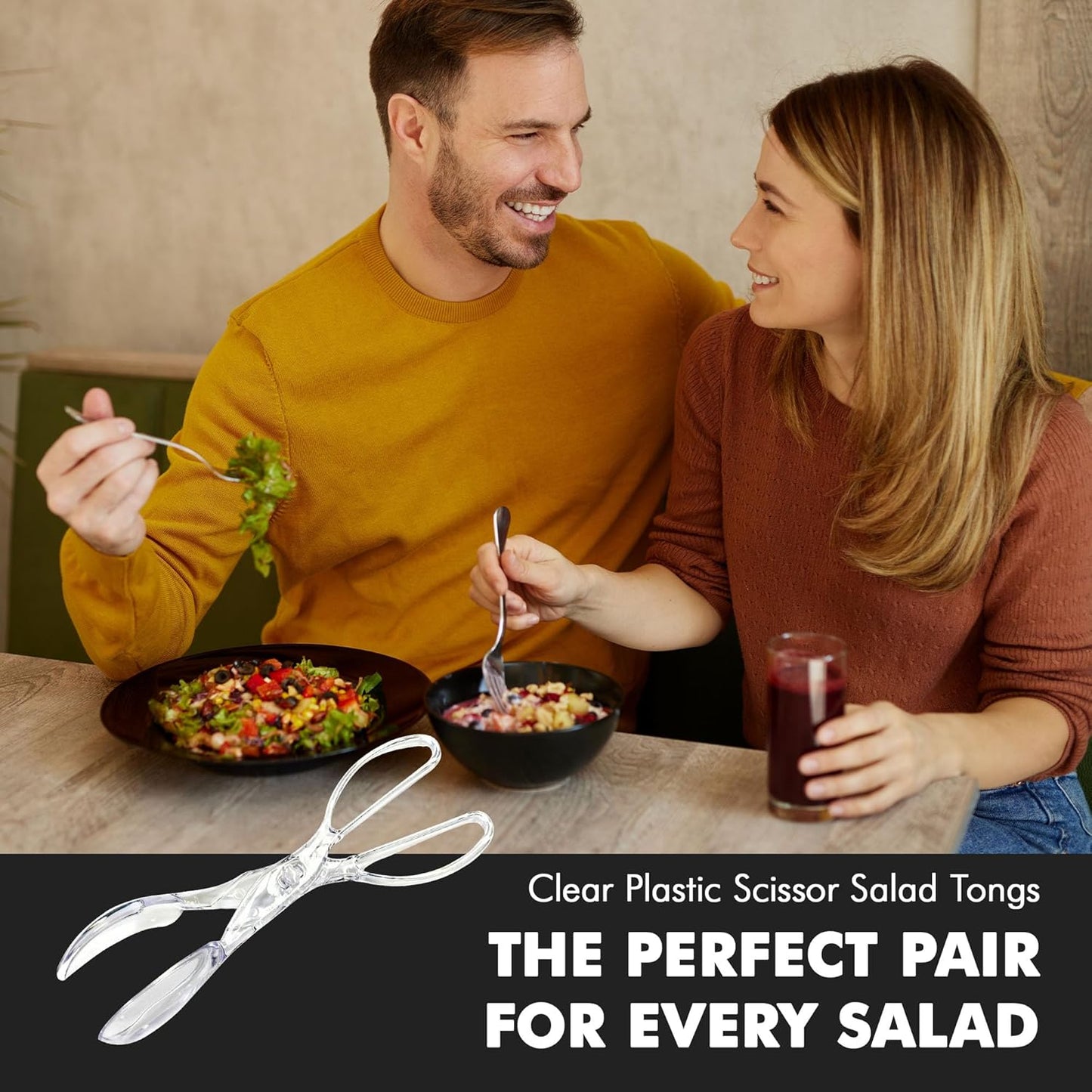 Chef Craft Premium Salad Scissor Tongs – Durable Clear Tongs for Picnic Tables and Camping Meals, One-Handed Grab and Serve