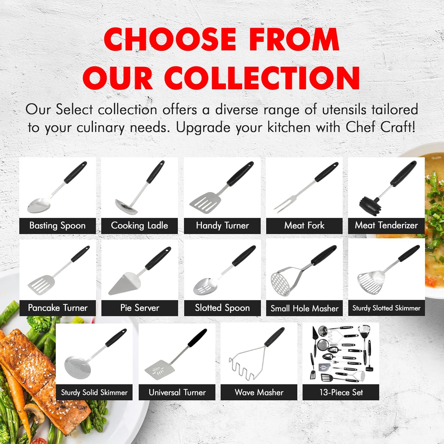 Chef Craft Select Sturdy Masher – Designer-Inspired Masher for Open-Concept Kitchens and Dining Room Counters