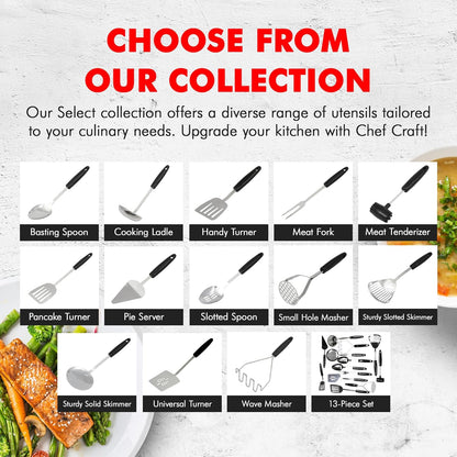 Chef Craft Select Sturdy Masher – Designer-Inspired Masher for Open-Concept Kitchens and Dining Room Counters