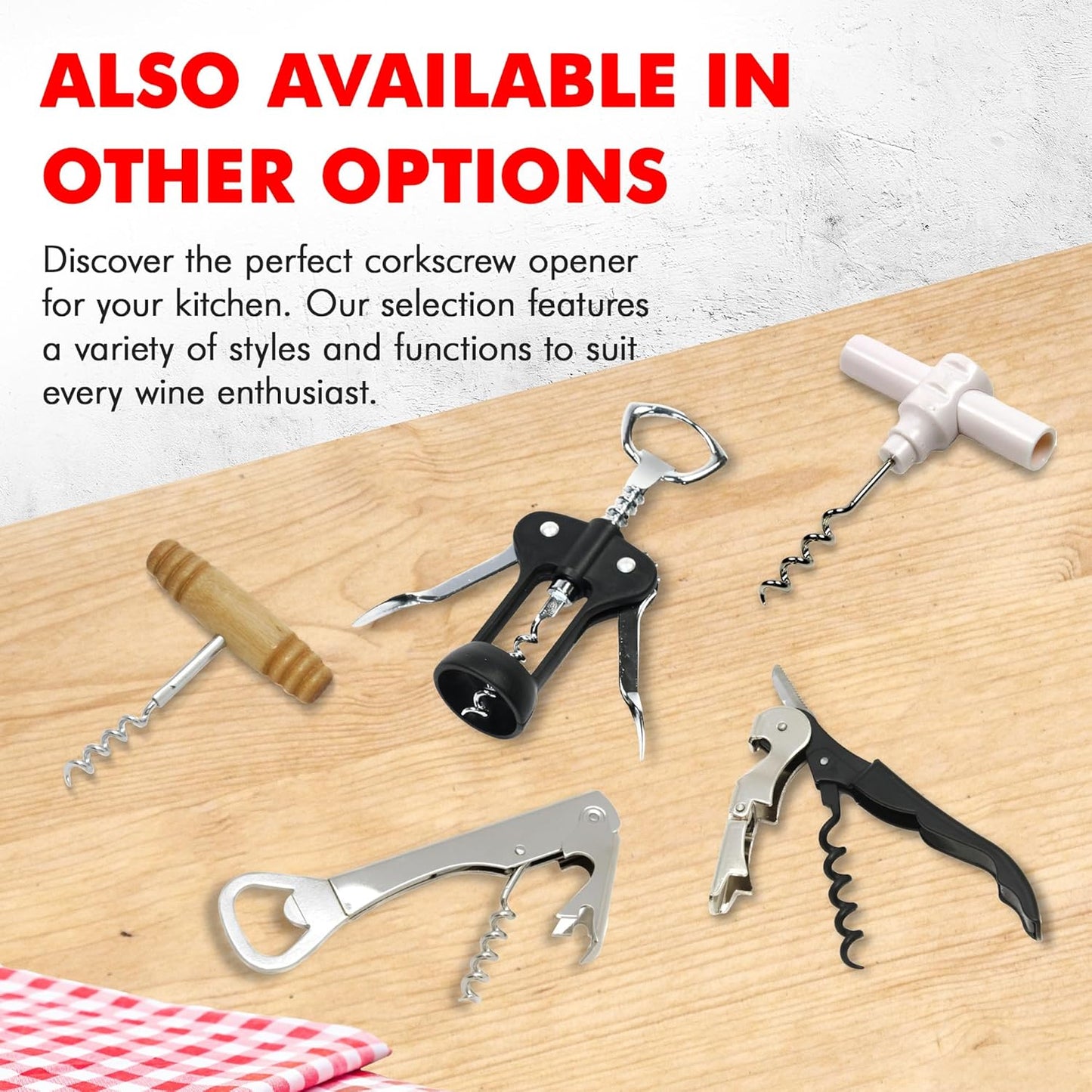 Chef Craft Select Waiters Corkscrew – Kitchen Counter Wine Accessory, Designer-Friendly Corkscrew That Complements Modern Appliances