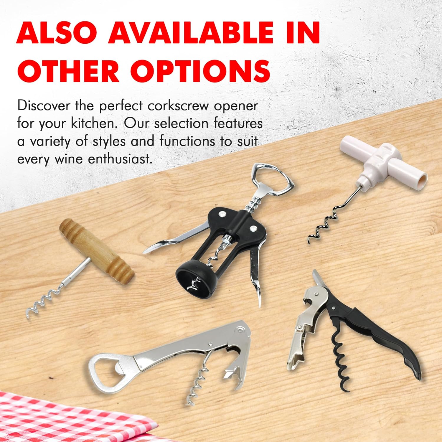 Chef Craft Select Waiters Corkscrew – Kitchen Counter Wine Accessory, Designer-Friendly Corkscrew That Complements Modern Appliances