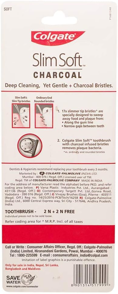 Colgate Slim Soft Charcoal Toothbrush Multi-Pack – Mindful Brushing Companion for a Wind-Down Bedtime Wellness Habit