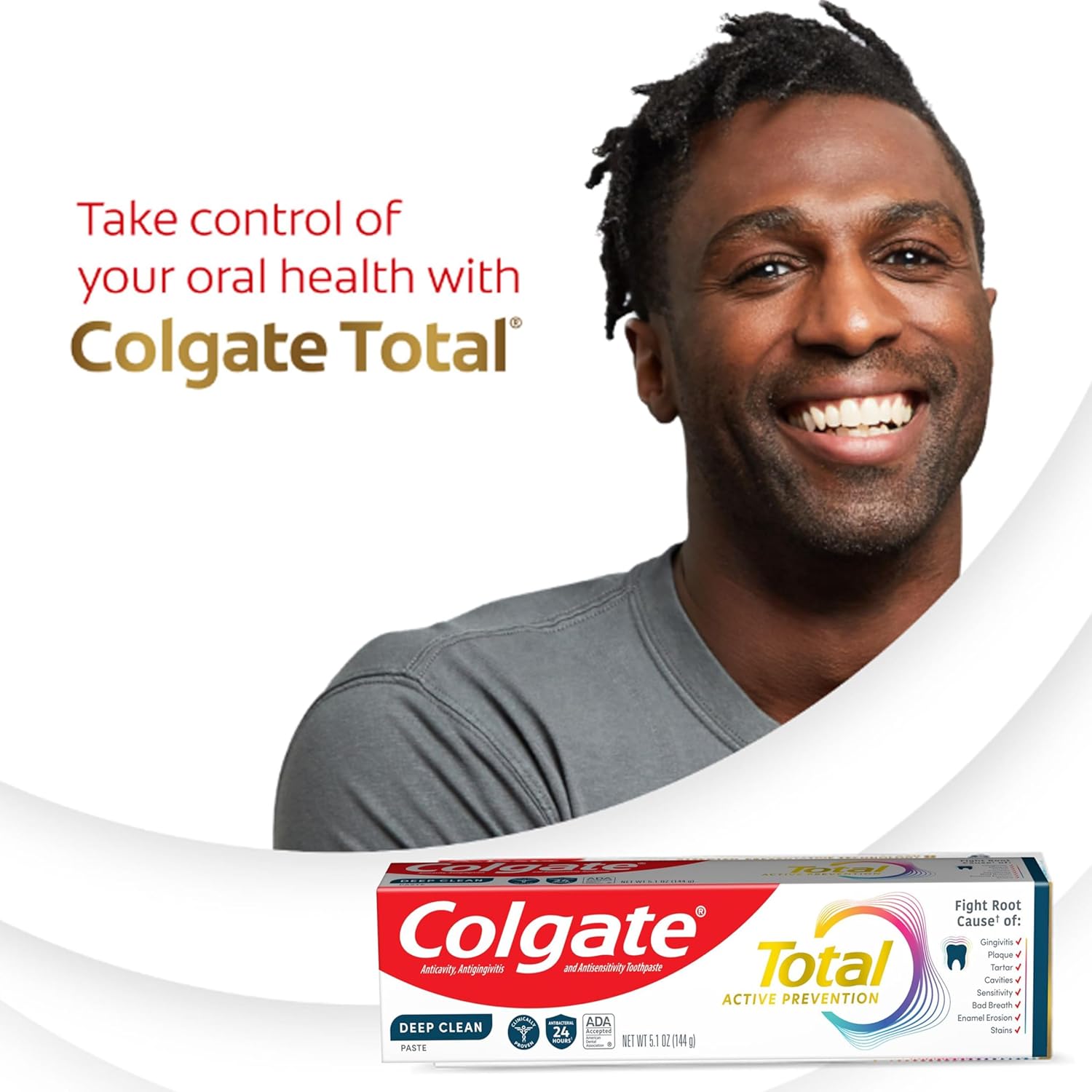 Colgate Total Active Prevention Deep Clean Toothpaste – Practical Birthday Gift for Mom, Everyday Oral Care Bundle in Mint, 3 Pack 5.1 oz