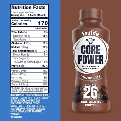 Core Power Protein Shake – Camping and Open-Air Adventure Protein Drink, Strawberry Banana 14oz 12 Pack
