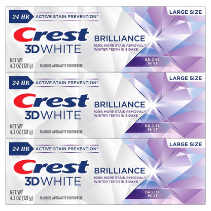 Crest 3D White Brilliance Bright Mint Toothpaste – Quick Whitening Routine for Busy Home Office Mornings