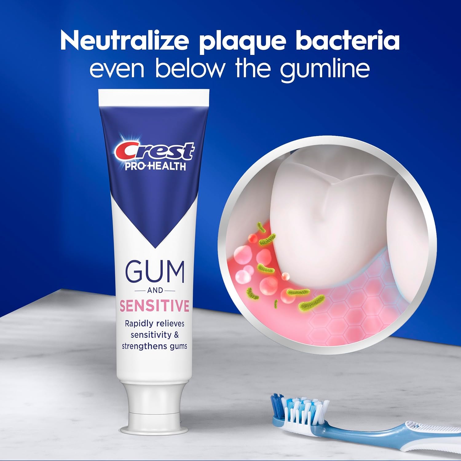 Crest Antibacterial Toothpaste 4.8oz (3-Pack) – Clinically Proven Focus Support & Gum Health for Busy Adults