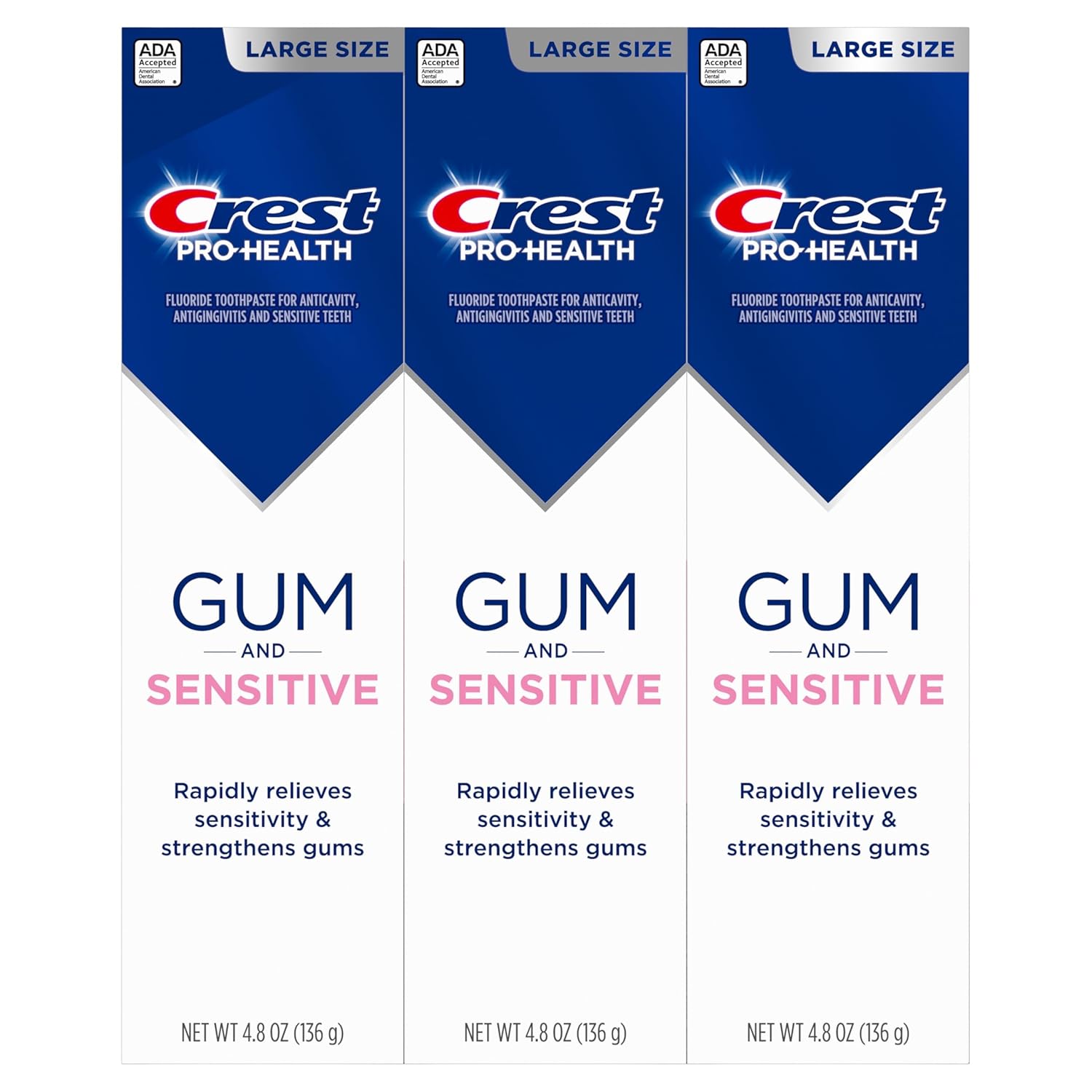 Crest Antibacterial Toothpaste 4.8oz (3-Pack) – Clinically Proven Focus Support & Gum Health for Busy Adults
