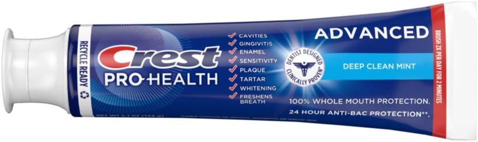 Crest Pro-Health Advanced Deep Clean Mint Toothpaste as Part of a Calming Daily Wellness Ritual for Sensitive Teeth and Gums, 2 Pack