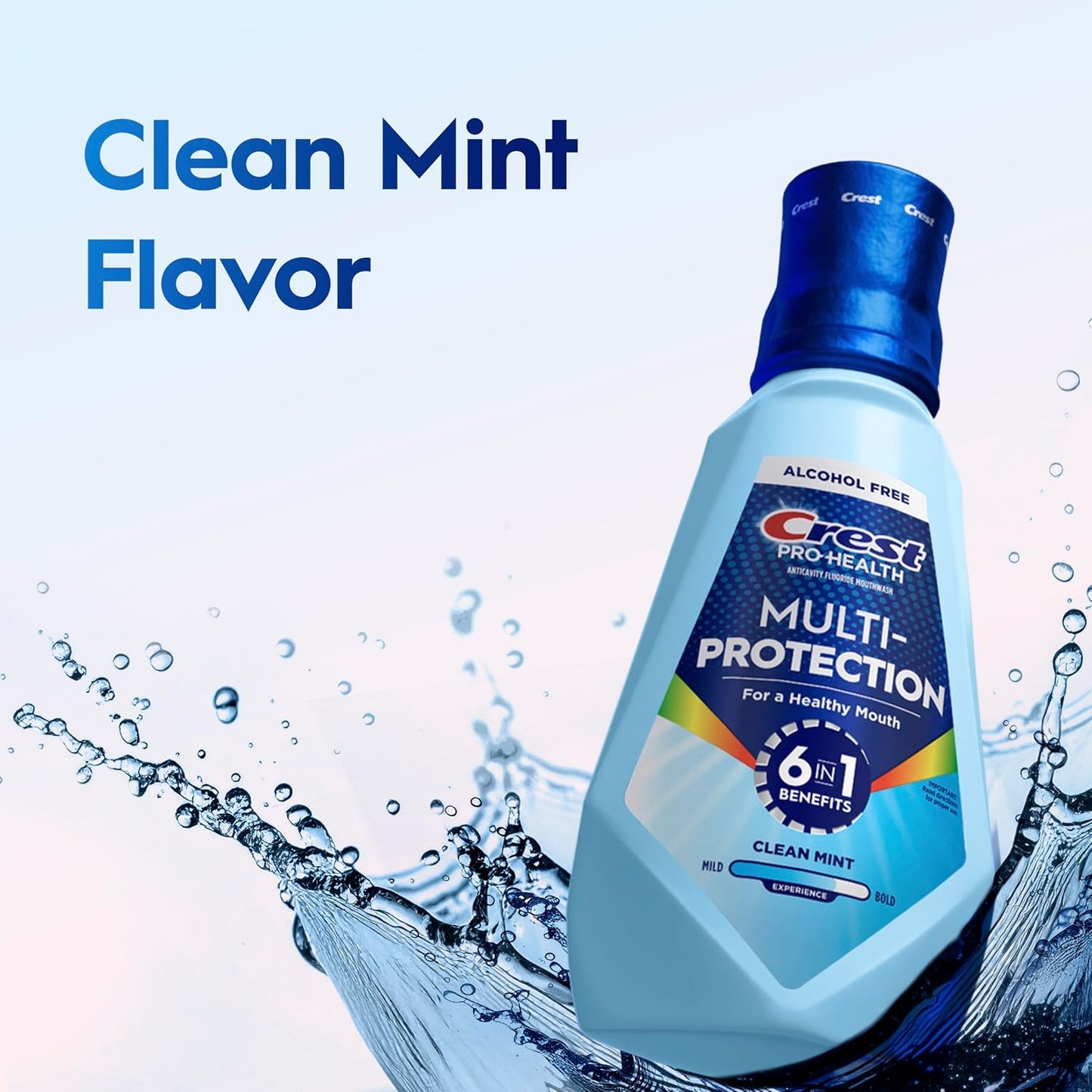 Crest Pro Health Alcohol-Free Mouthwash 1L 2 Pack – Gentle Fluoride Cavity Protection Safe for Adults with Gum Sensitivity