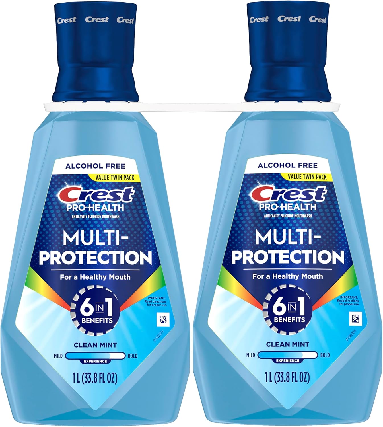 Crest Pro Health Alcohol-Free Mouthwash 1L 2 Pack – Gentle Fluoride Cavity Protection Safe for Adults with Gum Sensitivity