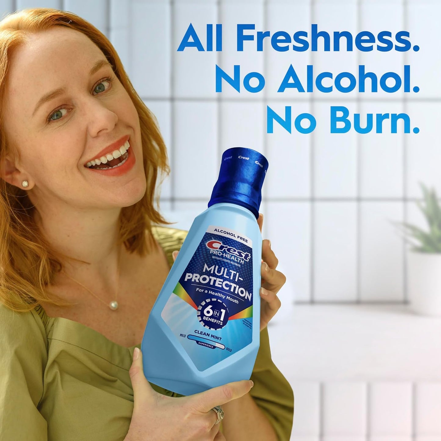 Crest Pro Health Alcohol-Free Mouthwash 1L 2 Pack – Gentle Fluoride Cavity Protection Safe for Adults with Gum Sensitivity