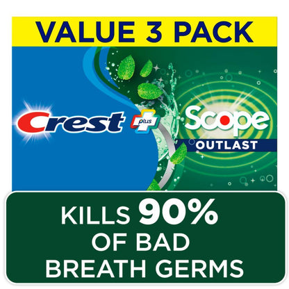 Crest + Scope Whitening Toothpaste Pack – 7x Fresher Breath for Your Work-Day Focus Ritual