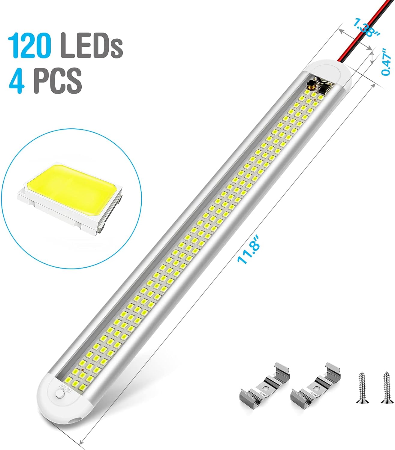 CT CAPETRONIX 4-Pack LED Light Bars – 12V DC Lighting for Loading Bay, Service Truck, and Detail Shop