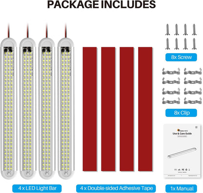 CT CAPETRONIX 4-Pack LED Light Bars – 12V DC Lighting for Loading Bay, Service Truck, and Detail Shop