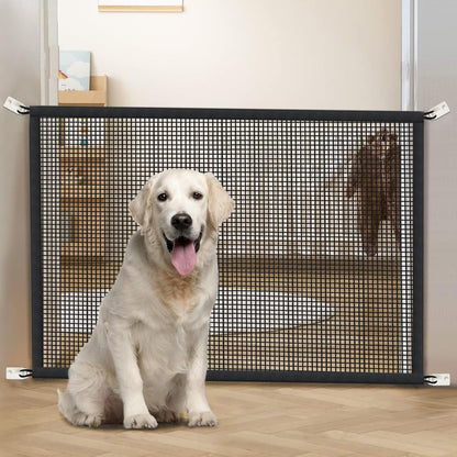 Cupount Indoor Pet Gate with Adhesive Hooks – Secure Mesh Barrier for Fireplaces, Kitchens, and Stair Landings