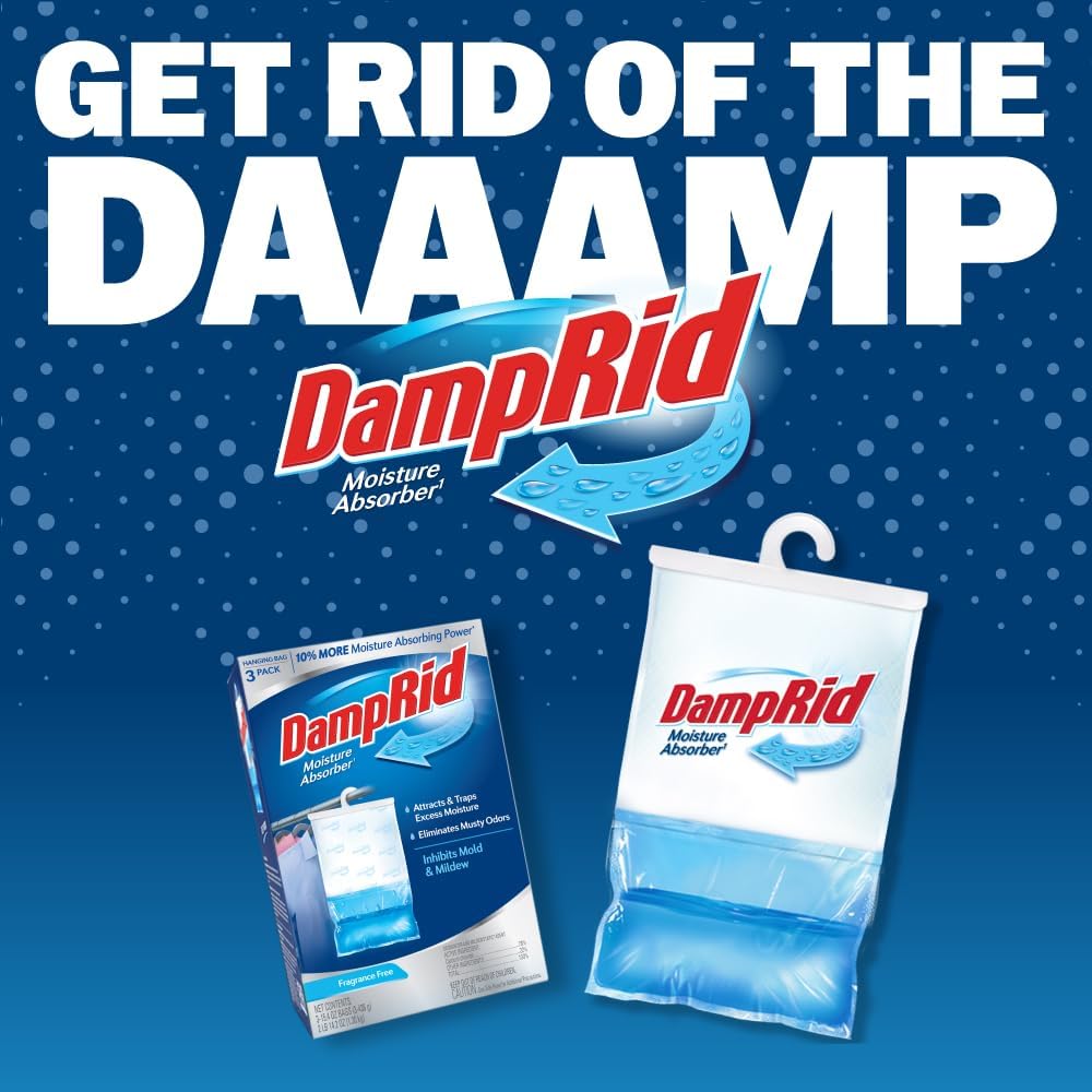 DampRid Moisture Absorber Bags 3 Pack – Linen Closet Odor Control for a Fresher-Smelling Bedroom
