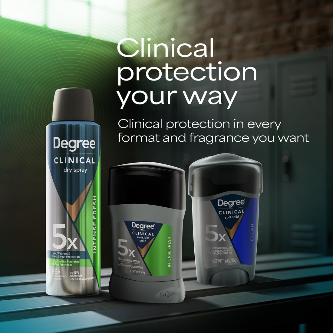 Degree Clinical Strength Antiperspirant Deodorant for Men 96-Hour Invisible Solid 5x Sweat Protection Intense Fresh Premium Grooming Essential