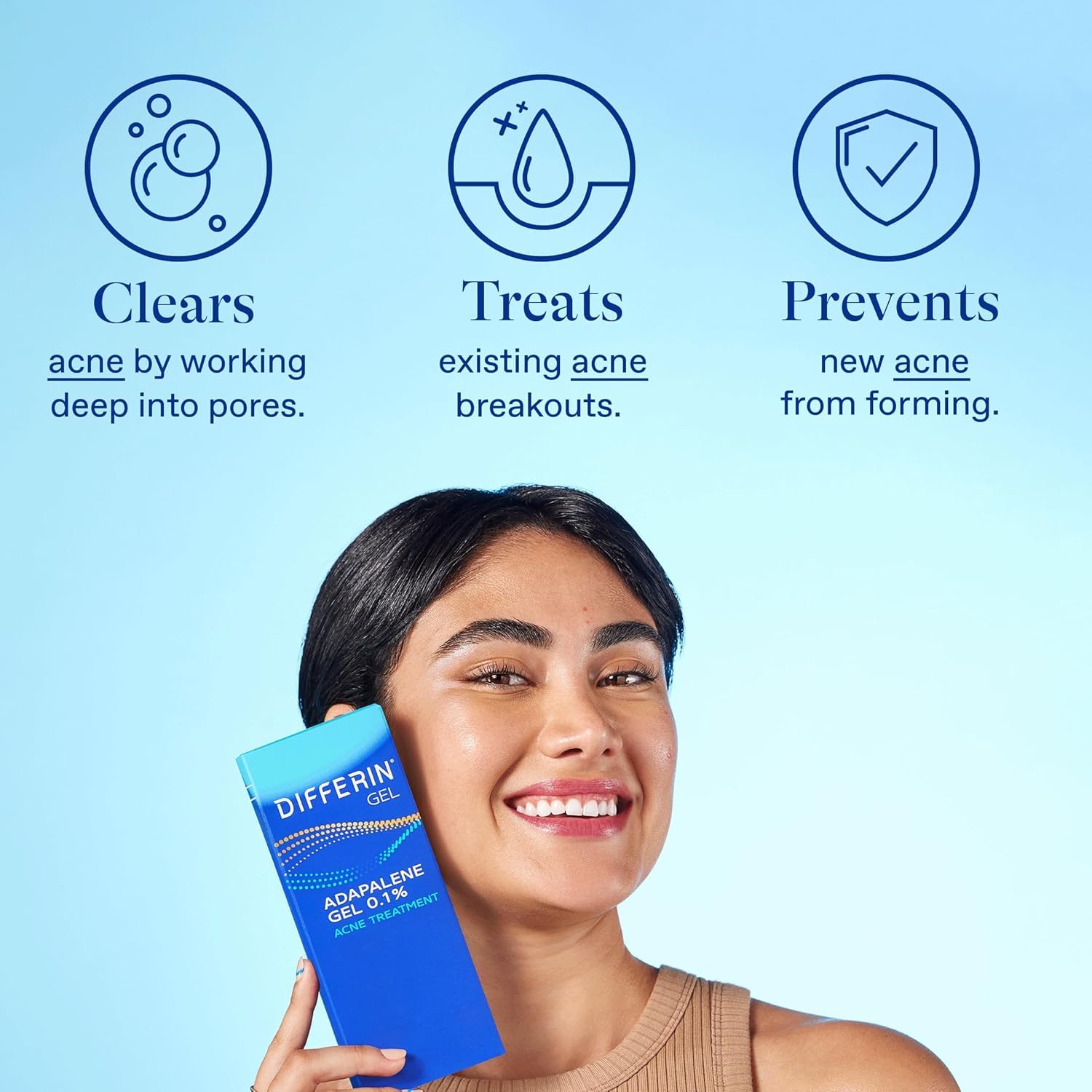 Differin 0.1% Adapalene Gel – Clean Design, One Pump, Clearer Skin