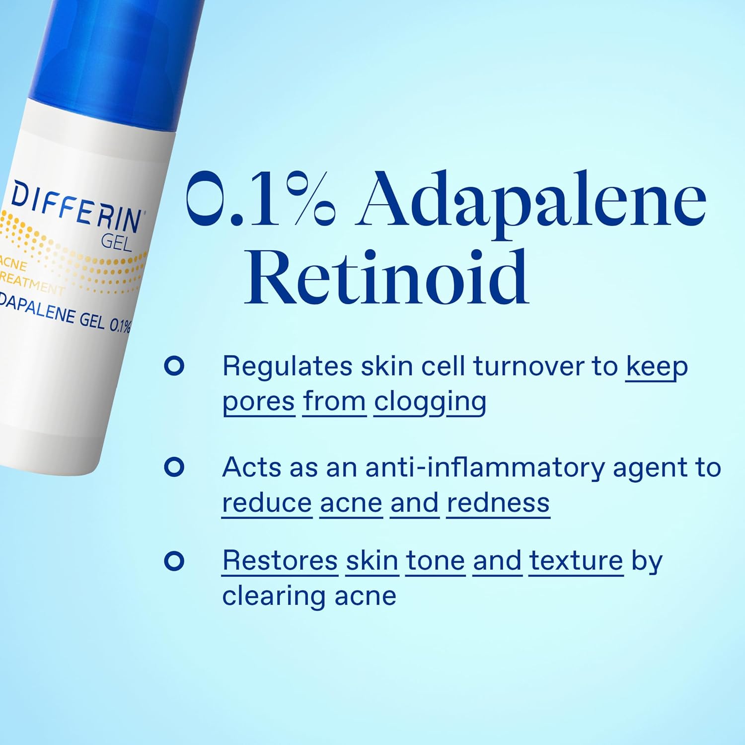 Differin 0.1% Adapalene Gel – Clean Design, One Pump, Clearer Skin