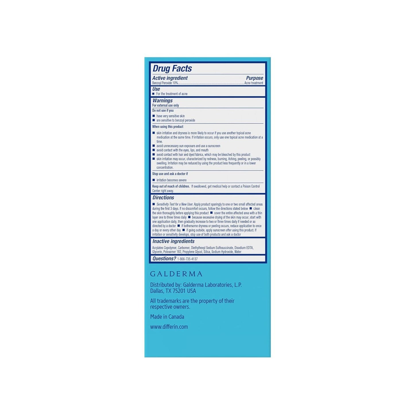 Differin 10% Benzoyl Peroxide Spot Treatment – Family Bathroom Essential for Teen Acne, 1 oz Gel
