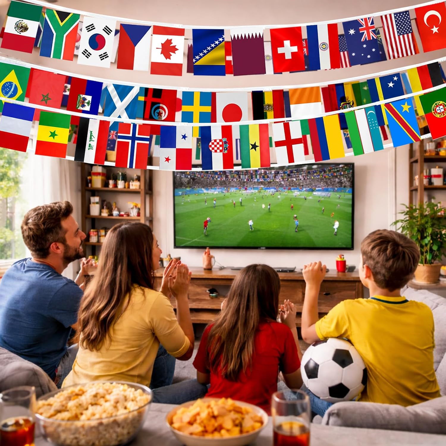 Double-Sided Nylon Flag Bunting for World Cup 2026 Outdoor Entertaining, 48 Country String Set for Garden, Fence, and Patio Decoration
