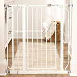 Regalo Pressure Mount Baby Gate with Door – No-Drill Stair Safety Gate for Crawling Babies, Toddlers and Pets, White Finish