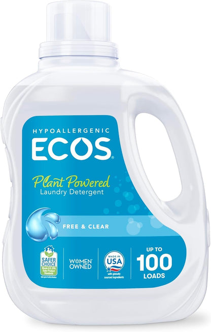 ECOS Plant-Powered Laundry Detergent – Toxin-Free Formula for Septic-Safe and Greywater-Friendly Homes, Pack of 2