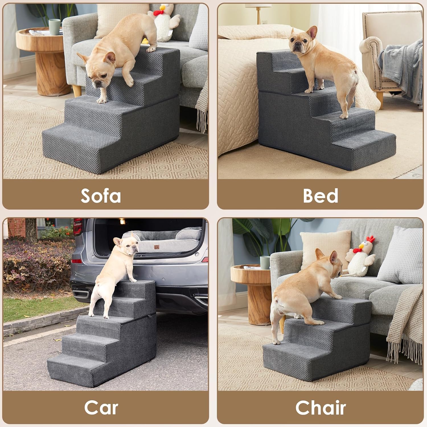 EHEYCIGA Dog Steps for Couch and Bed – Anti-Tip Foam Stair with Internal Support Board