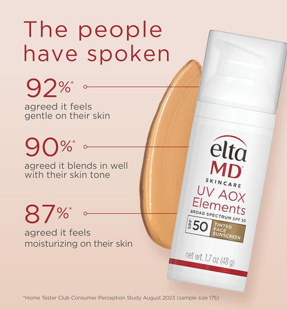 EltaMD Mineral Tinted Sunscreen SPF 50 with Antioxidants – Soothing Self-Care Step for Stressed Skin