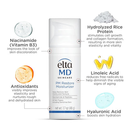 EltaMD PM Restore Hyaluronic Acid Moisturizer – Bedtime Hydration for Mindful Evening Routines