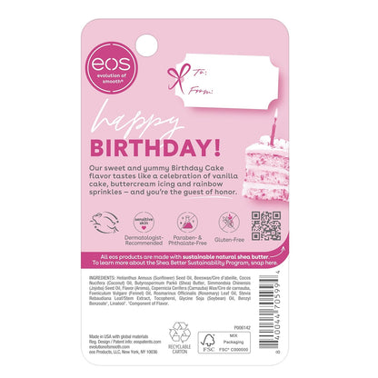 eos Natural Birthday Cake Lip Balm – Family-Friendly Lip Balm for Sensitive Young Skin, No Harsh Chemicals or Gluten