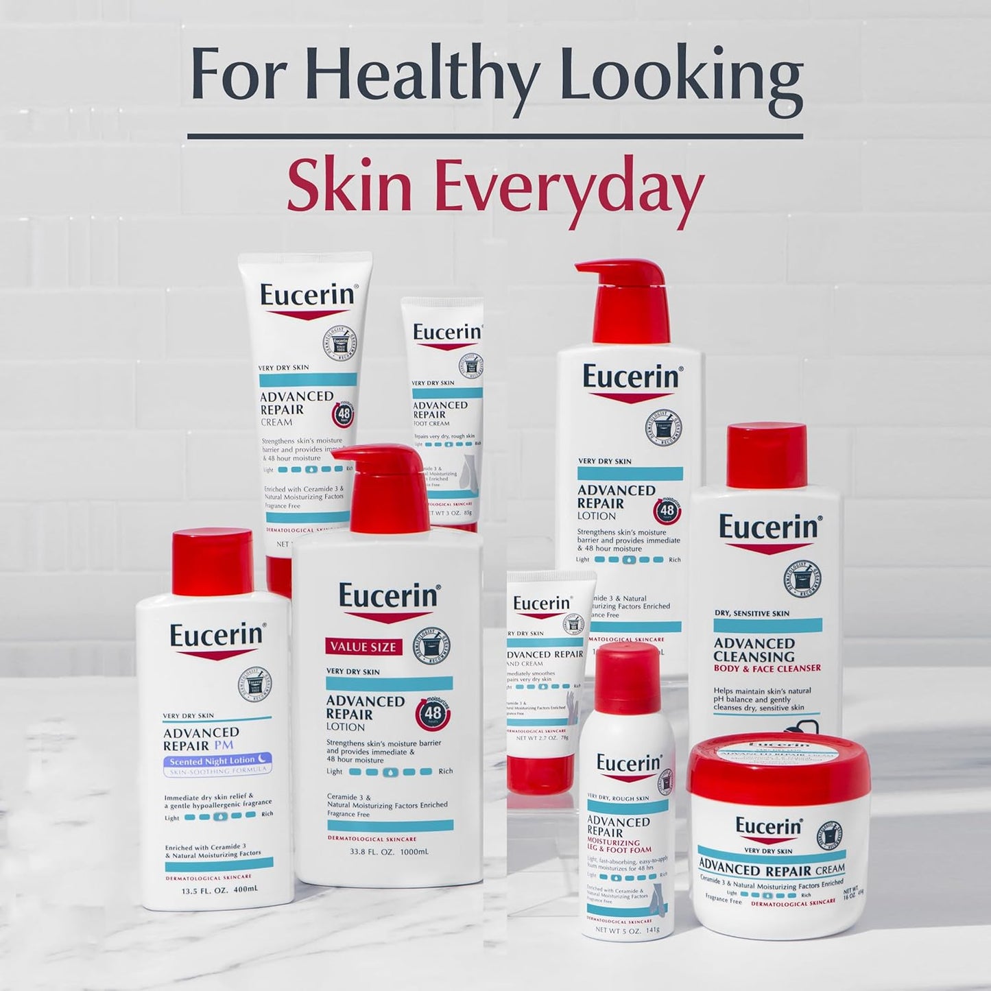 Eucerin Advanced Repair Cleanser – One-Bottle Replacement for Face Wash and Body Wash, Space-Saving