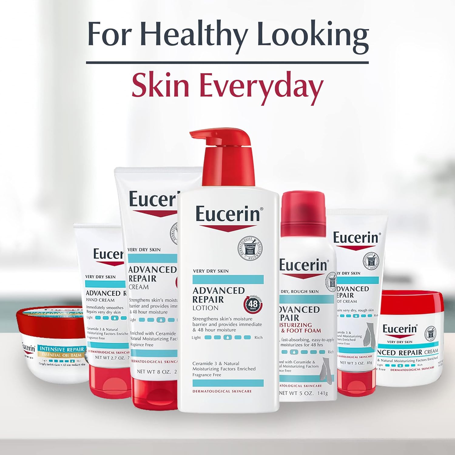 Eucerin Advanced Repair Foot Cream – Portable Foot Repair for Camping and Hiking Trips, Leak-Resistant 3 oz Tube, Pack of 3
