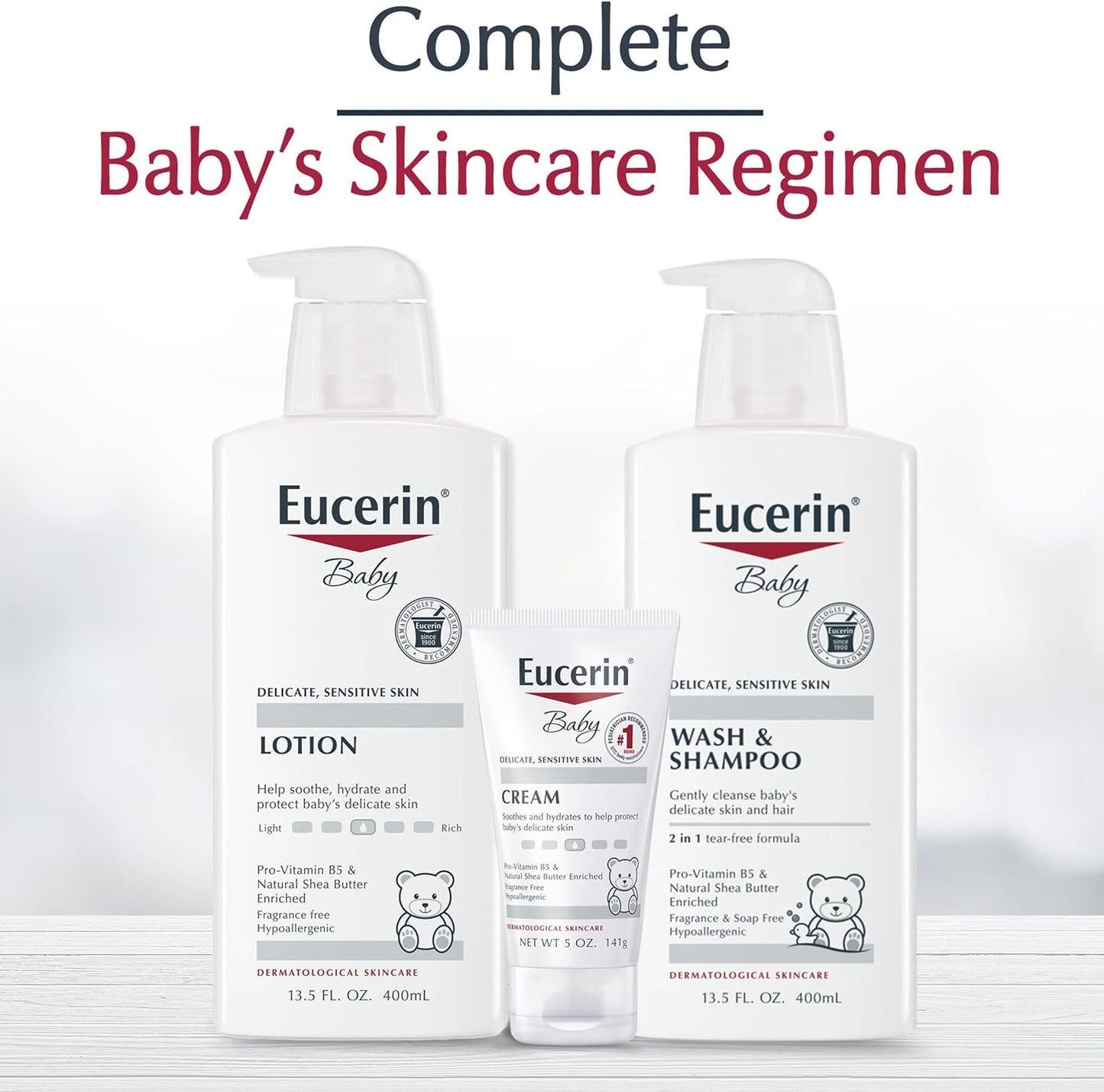 Eucerin Baby Body Lotion – Pediatrician and Dermatologist Recommended for Worry-Free Infant Skincare, 13.5 Fl Oz