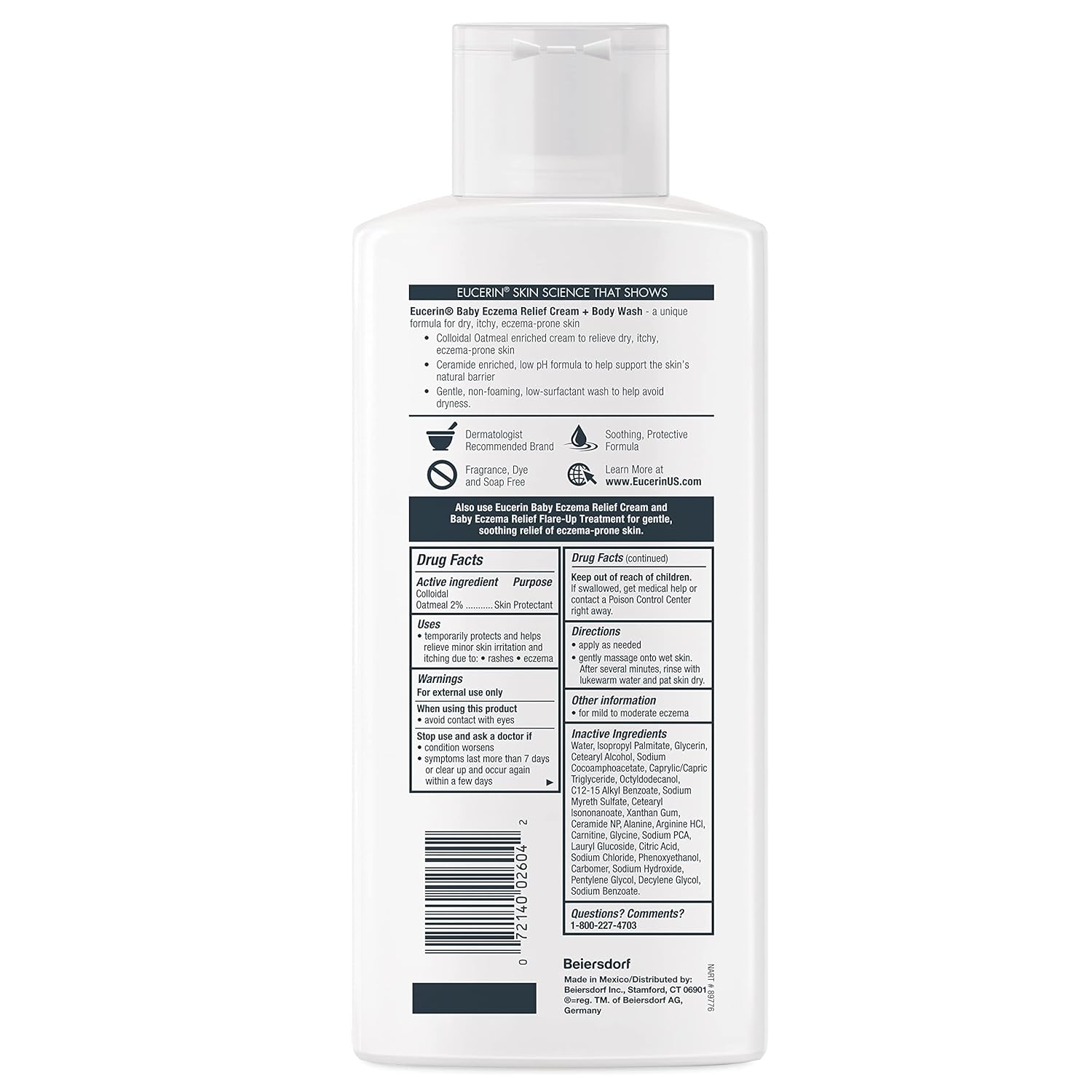 Eucerin Baby Eczema Relief Cream Wash – Gentle Bath Time Solution for Kids with Reactive Skin