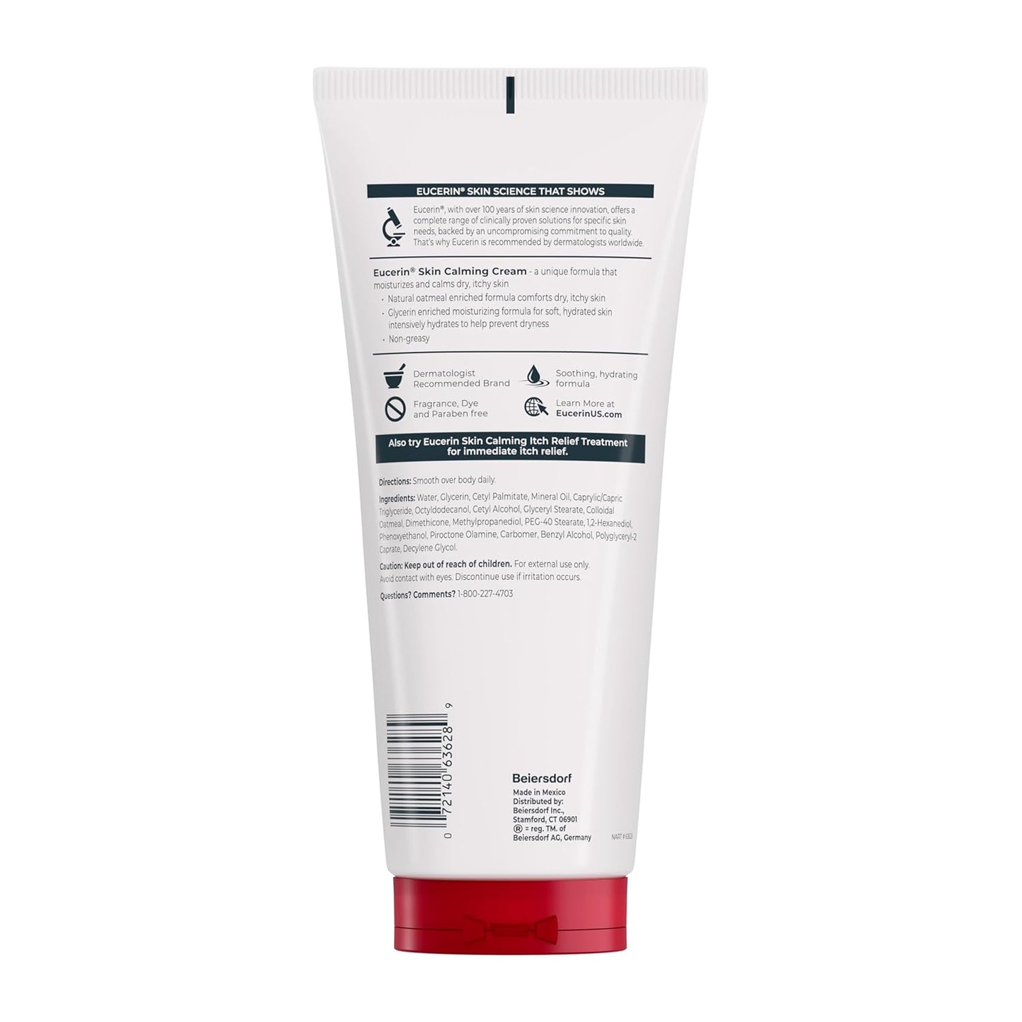 Eucerin Skin Calming Cream - Fragrance and Dye Free Moisturizer for Reactive Skin, 14 oz. Tube