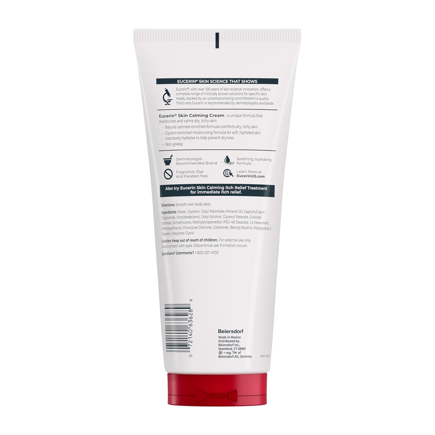 Eucerin Skin Calming Cream - Fragrance and Dye Free Moisturizer for Reactive Skin, 14 oz. Tube