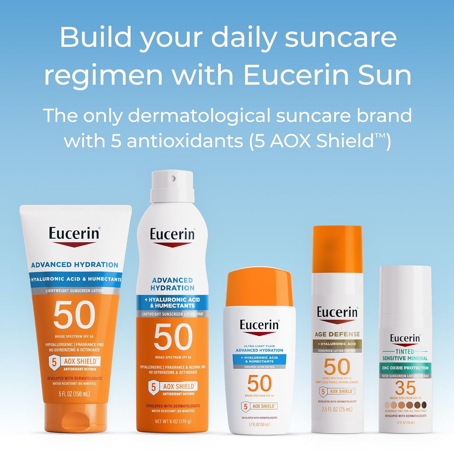 Eucerin Sun Advanced Hydration SPF 50 – Clean Formula Sunscreen for Uncluttered Daily Routines